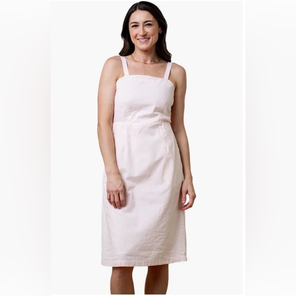 NWT Hope & Henry Organic Pink and White Seersucker Sheath Dress